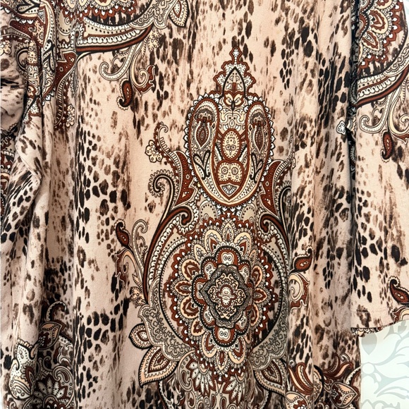 4/$25 • Alia Beige & Brown Animal Paisley Print Top - Picture 2 of 4